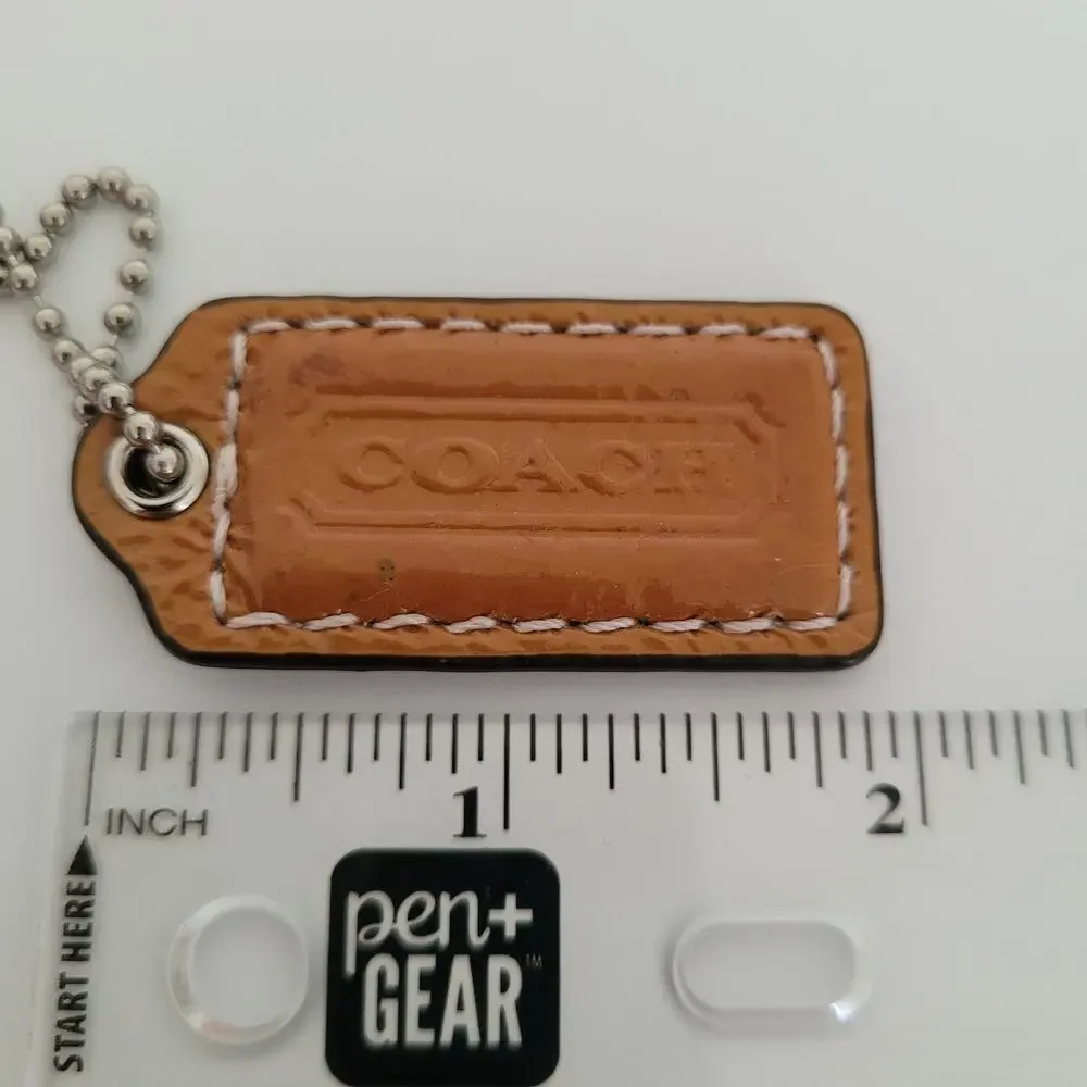 Coach Hang Tag Brown Purple Leather Bag Charm Keychain Small 2